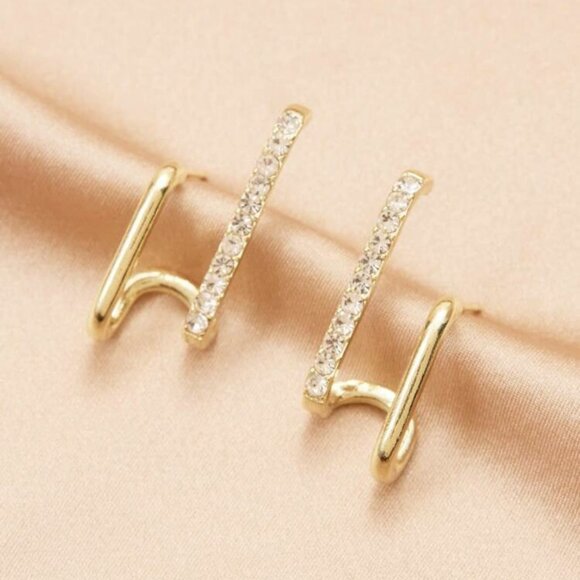 UNIQUE YELLOW GOLD AND SILVER EARRINGS FOR WOMEN - Picture 2 of 4